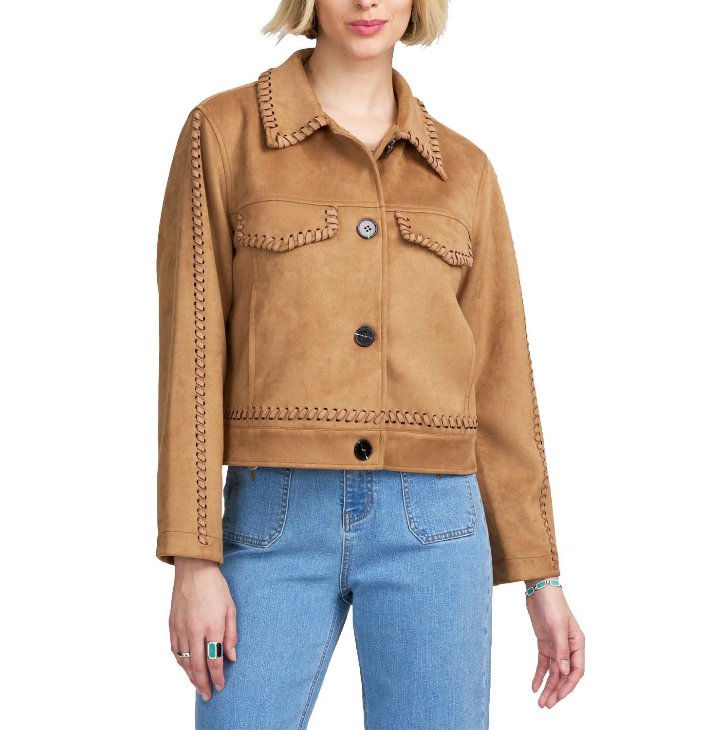 Женская куртка ELLE Collection Faux Suede, цвет: Светлый хаки — фото 1