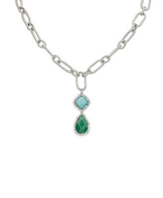 Rhodium-Plated Double Drop Necklace