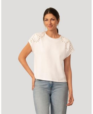 Women's Cable and Gauge Scuba Cutout Drop Shoulder Top