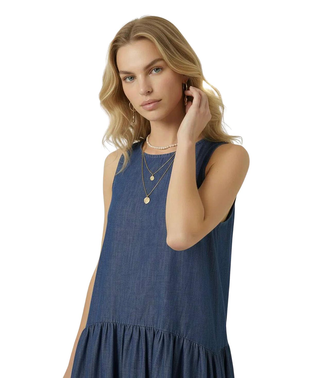 Modenaire Women's Linnea Sleeveless Drop-Waist Midi Dress view 4 — MAYCSS fashion products