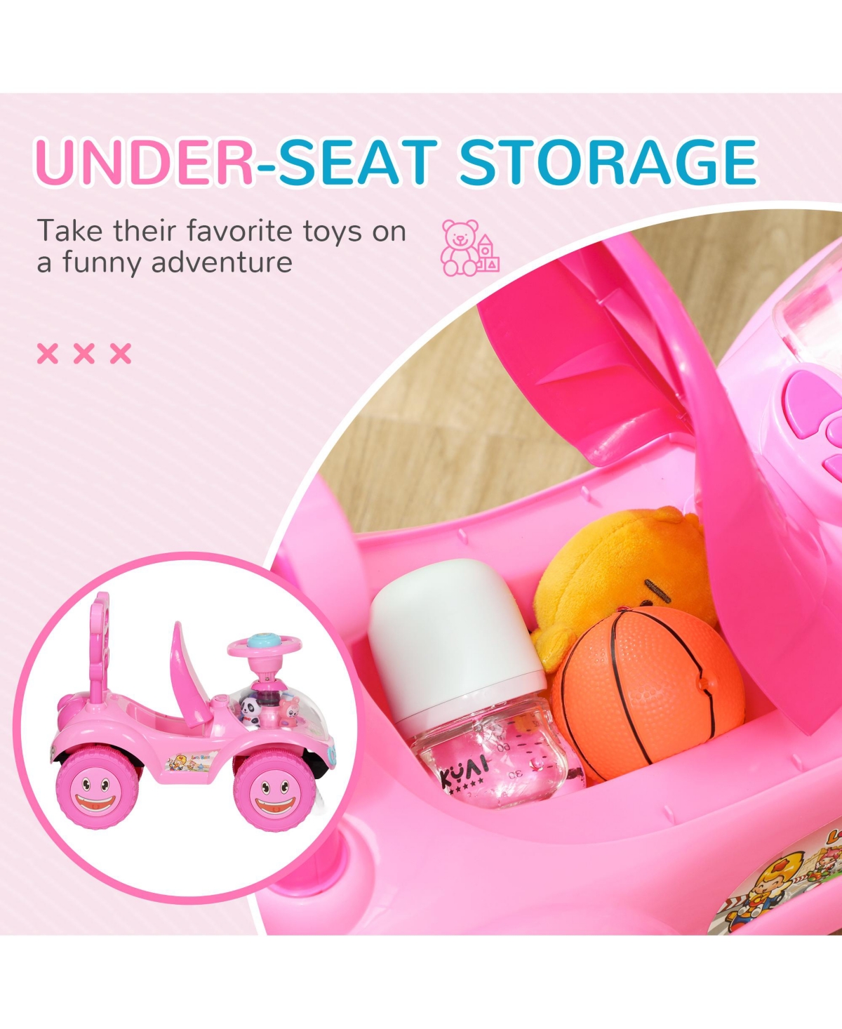 Qaba Toddler Push Car, Kids Foot to Floor Sliding Car,