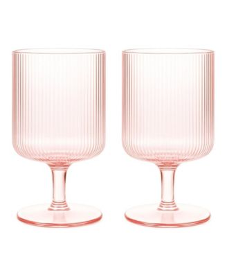 Ribbed Goblet Wine Glasses, Set of 2