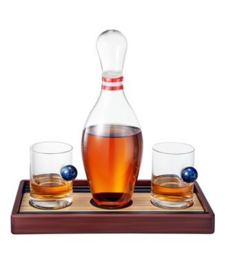 Bowling Pin 3-Piece Whiskey Decanter Set