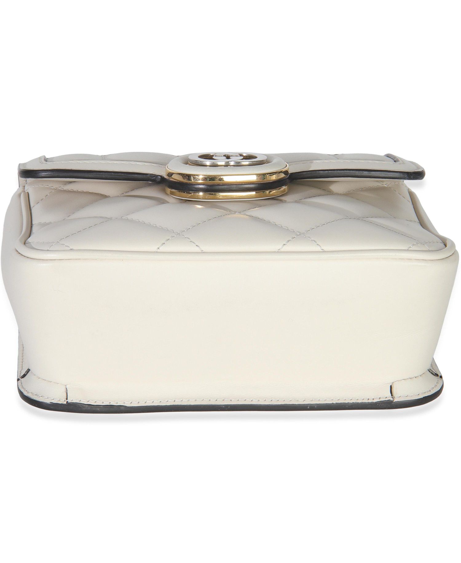 White Quilted Calfskin Mini Deco Chain Bag