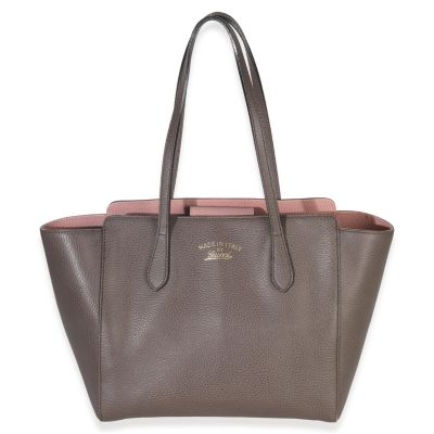Pink Grey Pebbled Calfskin Medium Swing Tote