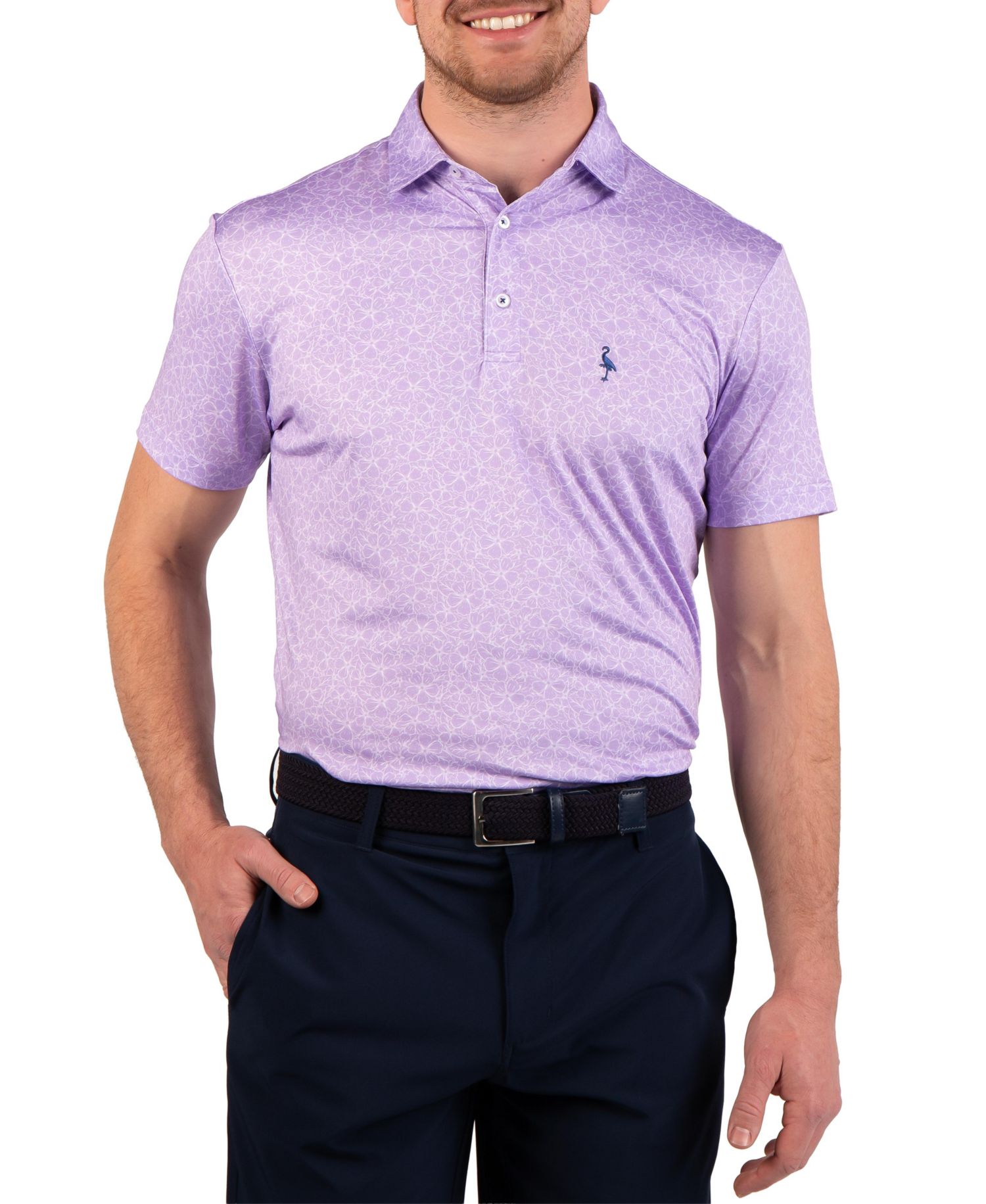 Men's Summer Floral Printed Performance Polo
