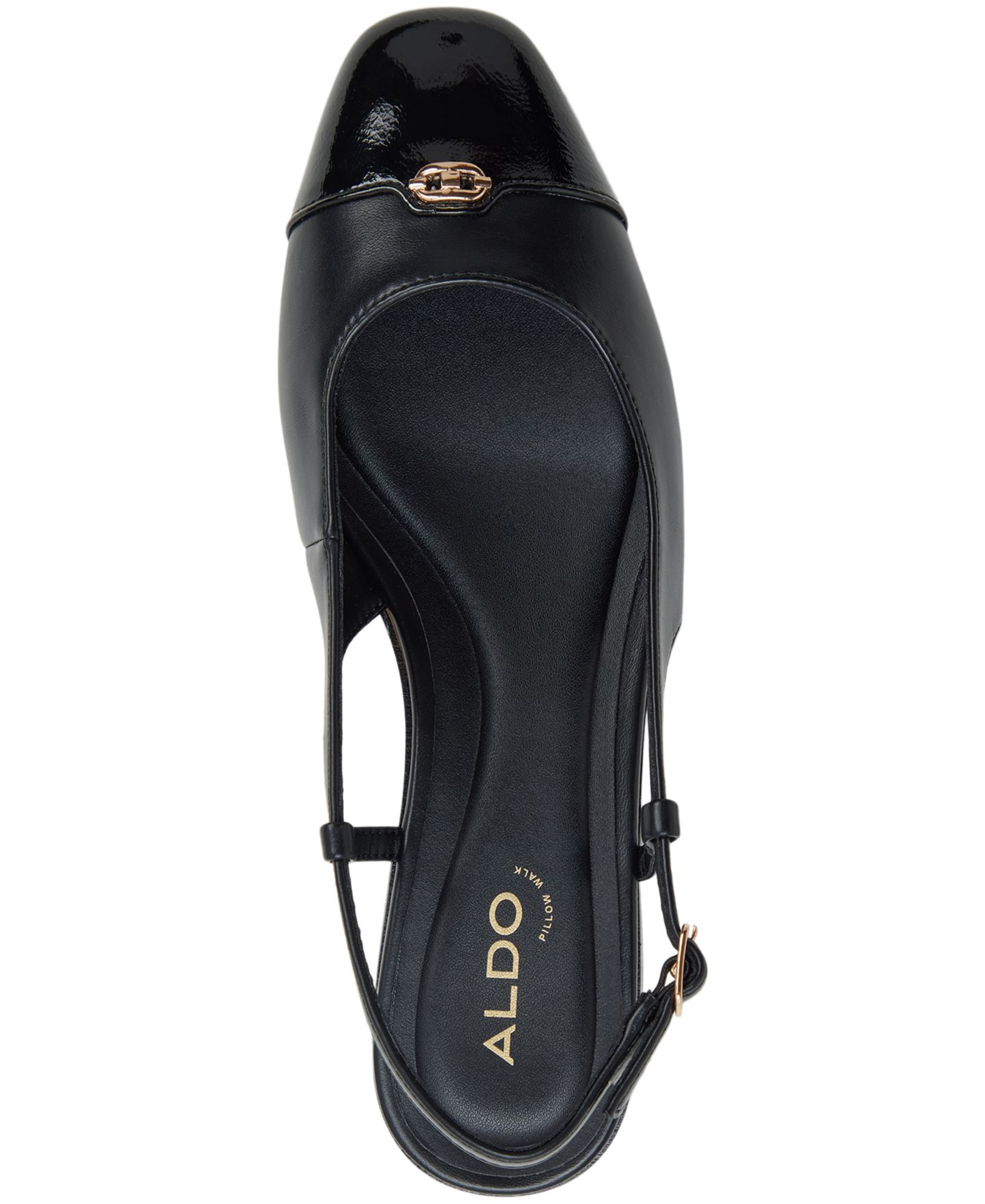 Женские балетки Aldo Maree с открытой пяткой, цвет: Чёрный блестящий — фото 4