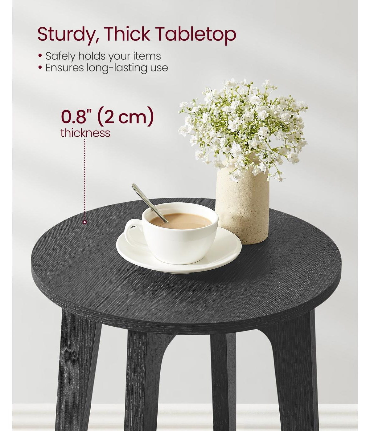 Slickblue Modern Round End Table with Lower Shelf for Sofa and Bedside