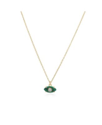 Malachite Evil Eye Necklace 14K