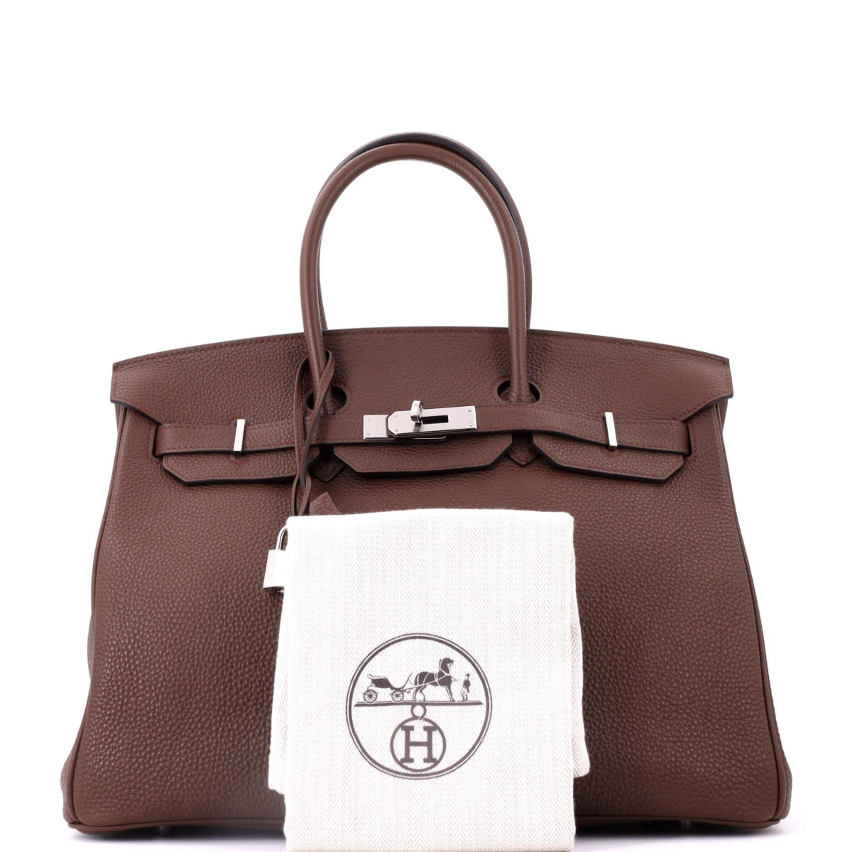 Pre-Owned HERMES Birkin 35 Handbag Brown Togo with Palladium Hardware