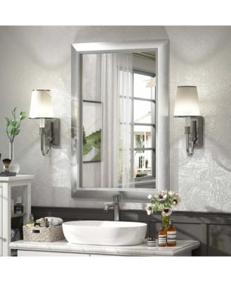 24" x 36" Inch Thick Metal Framed Wall Mirrors for Bedroom, Rectangle Wall-Mounted Mirrors