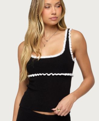 Women's Saffra Contrast Ruffle Knit Top