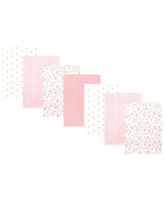 Girl Cotton Poly Flannel Burp Cloths 7-Pack, Tiny Rose, One Size