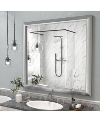 38" x 40" Inch Thick Metal Framed Wall Mirrors for Bedroom, Rectangle Wall-Mounted Mirrors