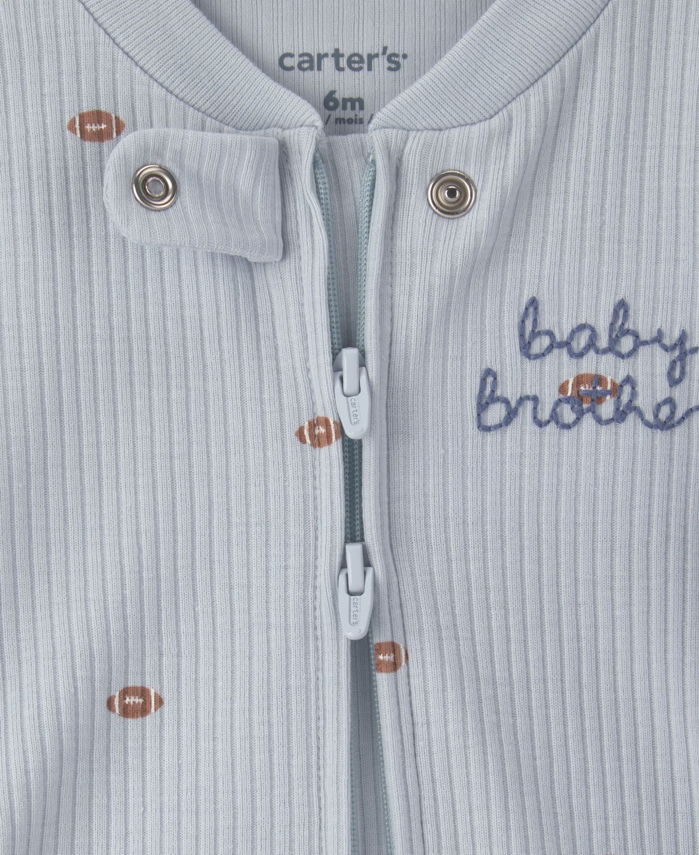 Детский комбинезон Carter's с двусторонней молнией для малыша, цвет: Синий / Baby Brother — фото 2