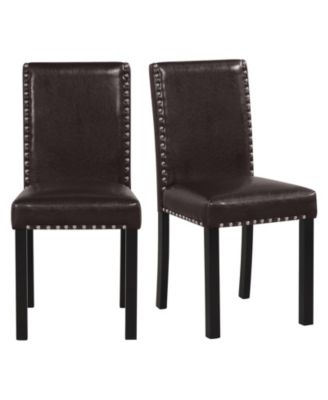 Dining Chairs Set of 2 Faux Leather Parsons Kitchen Chairs
