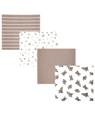 Infant Cotton Poly Flannel Receiving Blankets 4-Pack, French Bulldog Stars, One Size