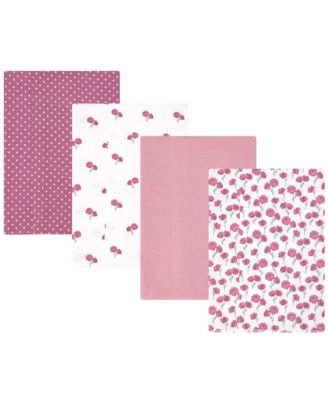 Girl Cotton Poly Flannel Burp Cloths 4-Pack, Wild Rose Floral, One Size