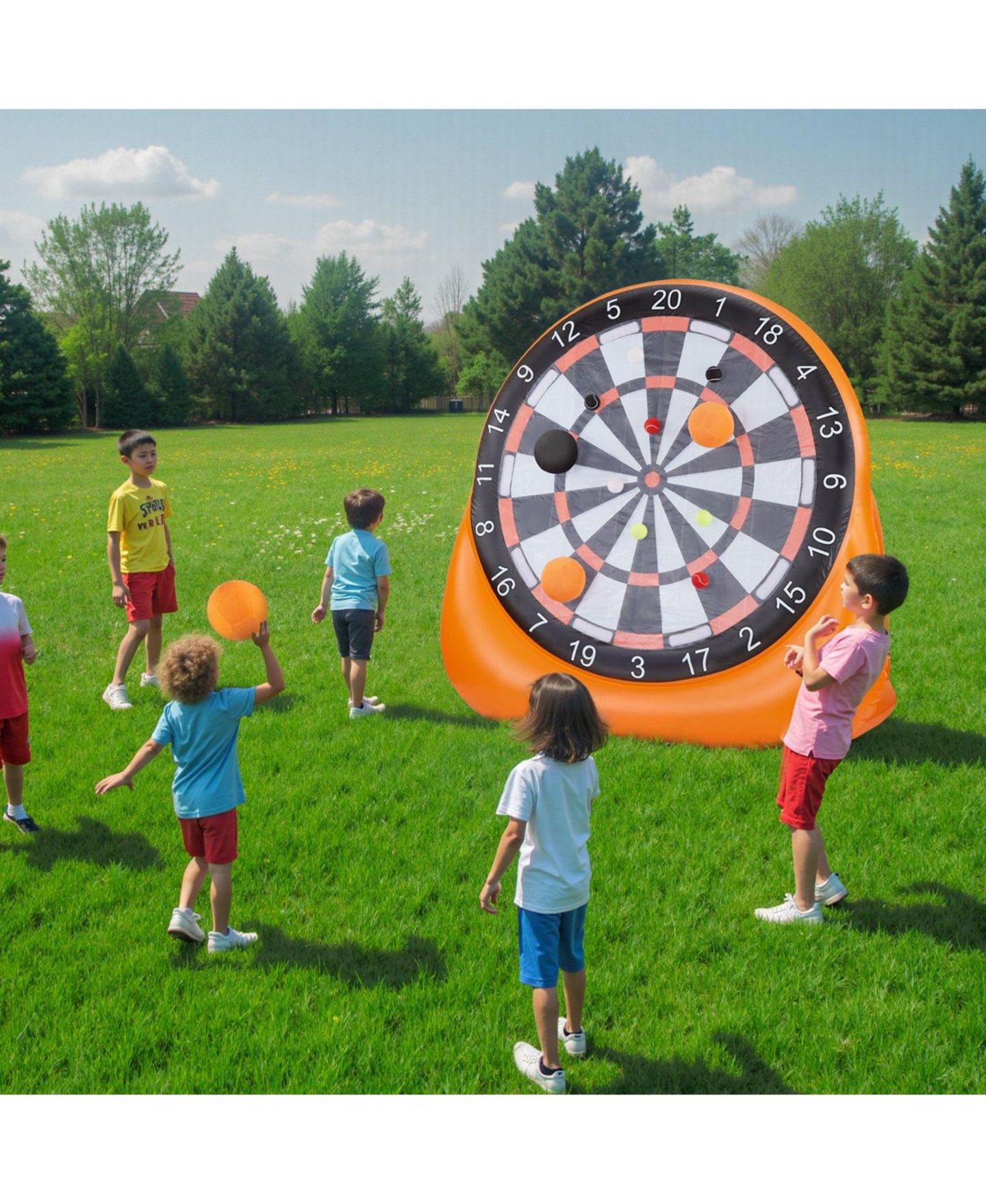 Детская игрушка Mecale Giant Inflatable 2-in-1 Soccer Dart Board, Ages 13+, цвет: Оранжевый — фото 2