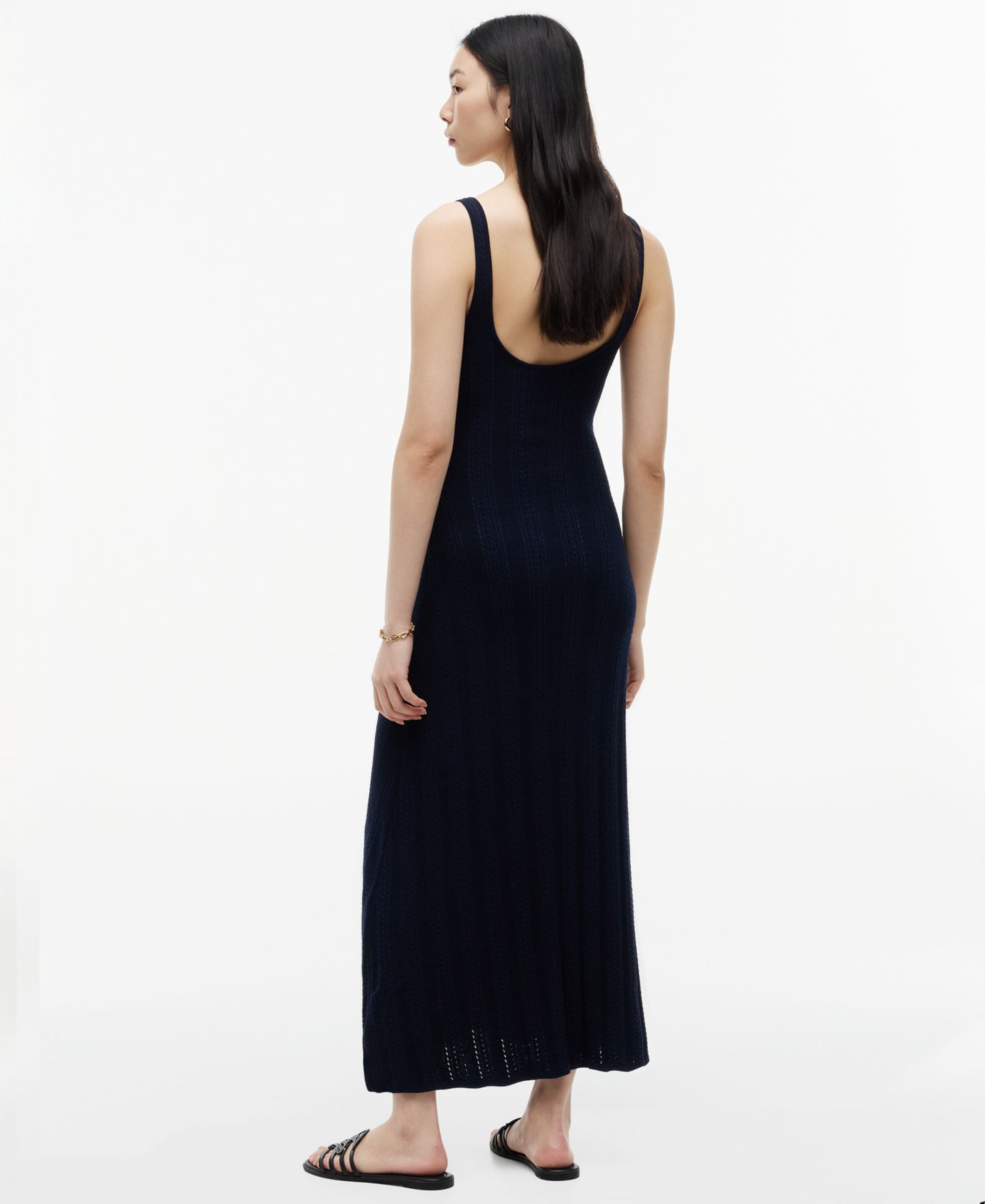 Женское платье Tommy Hilfiger Cotton Cable Pointelle Maxi, цвет: Тёмный ночной тёмно-синий — фото 4