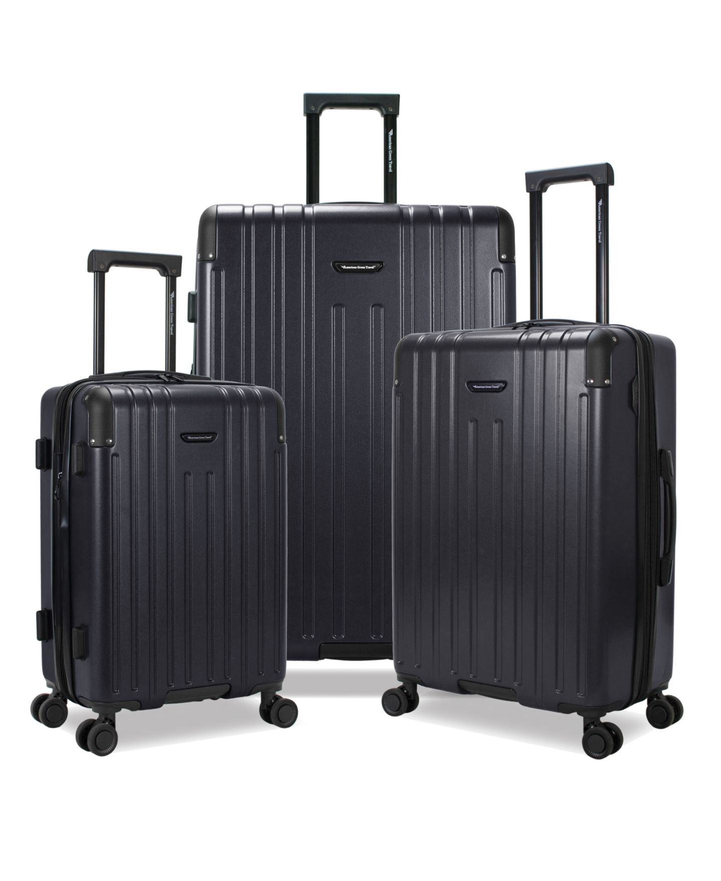 Чемоданы American Green Travel Forge 3-Piece Hardside Expandable Spinner Luggage Set, цвет: Чёрный — фото 1