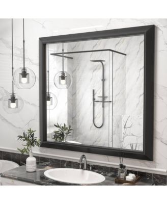 38" x 40" Inch Thick Metal Framed Wall Mirrors for Bedroom, Rectangle Wall-Mounted Mirrors