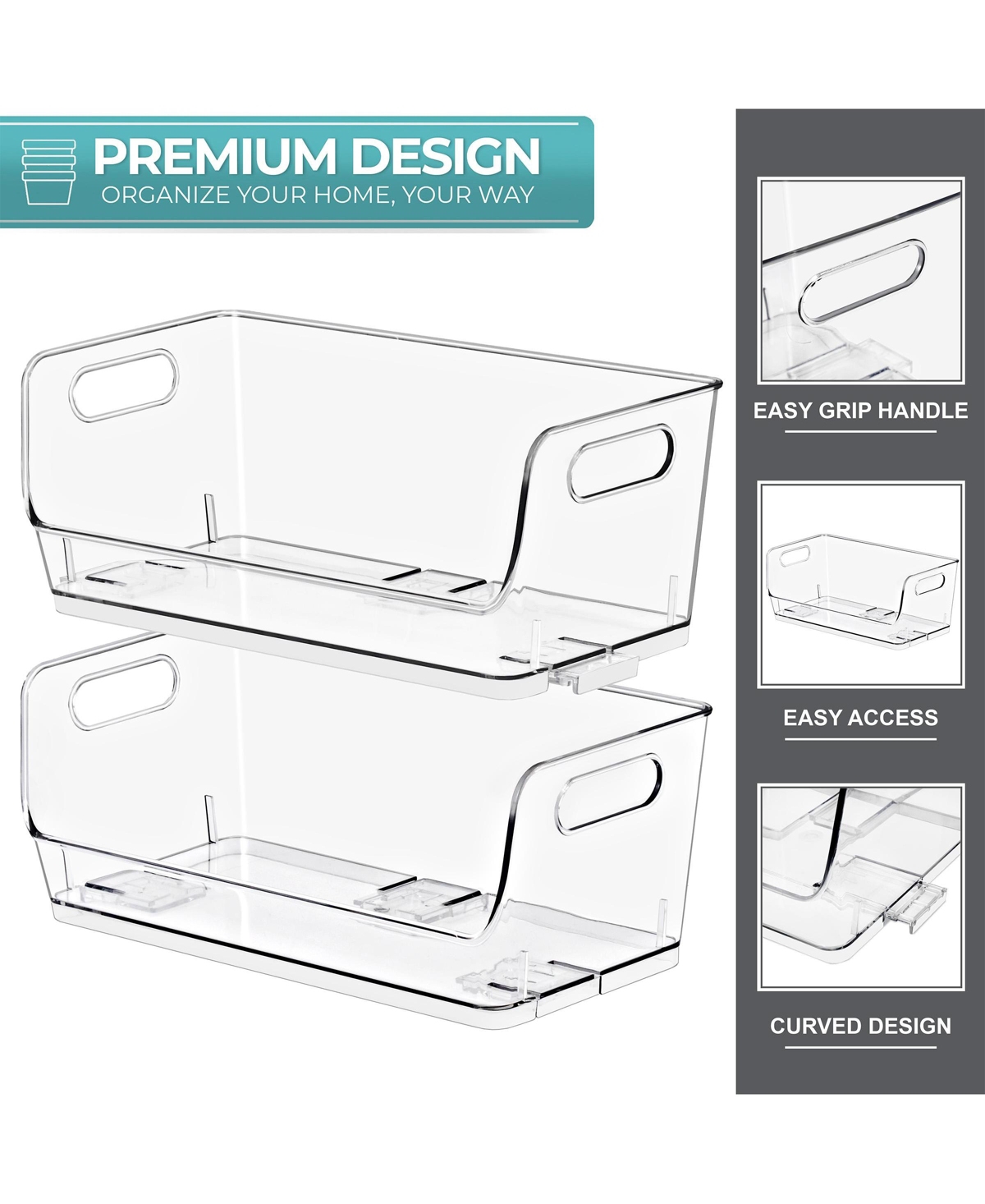 Sorbus Pack Small Wide Open Front Stackable Storage Bins for Kitchen Pantry Organization