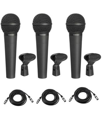 ULTRAVOICE XM8500 Dynamic Cardioid Vocal Microphones [3 Pack], Bundle with 25' XLR Cable, 3-Pack