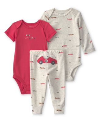 Baby Boys' Crewneck Bodysuit and Pants, 3-Piece Set