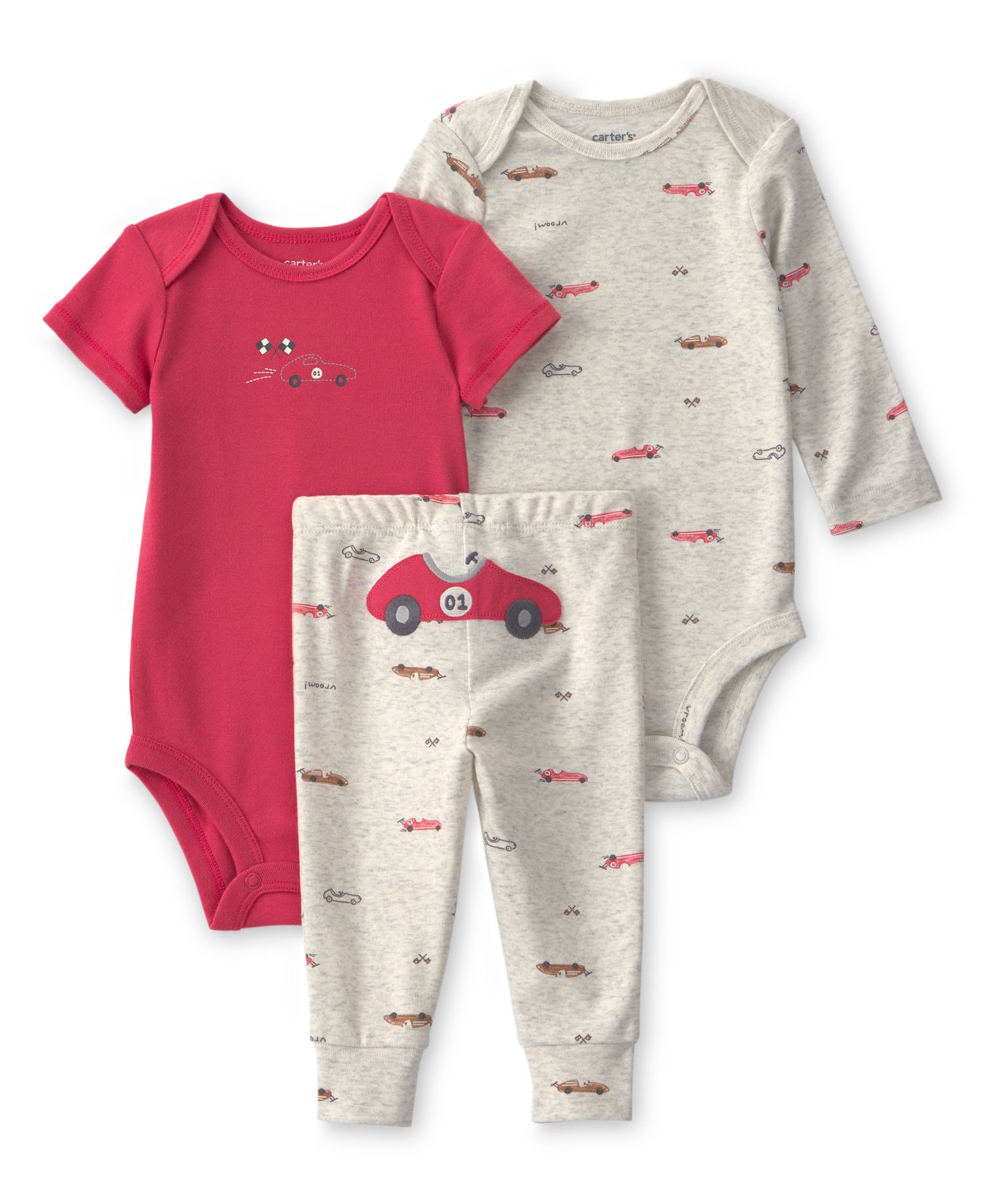 Baby Boys' Crewneck Bodysuit and Pants, 3-Piece Set