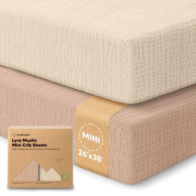 Lyra Muslin Mini Crib Sheets for Boys, Girls, 2-Pack Soft Organic Cotton Pack and Play Sheets Fitted