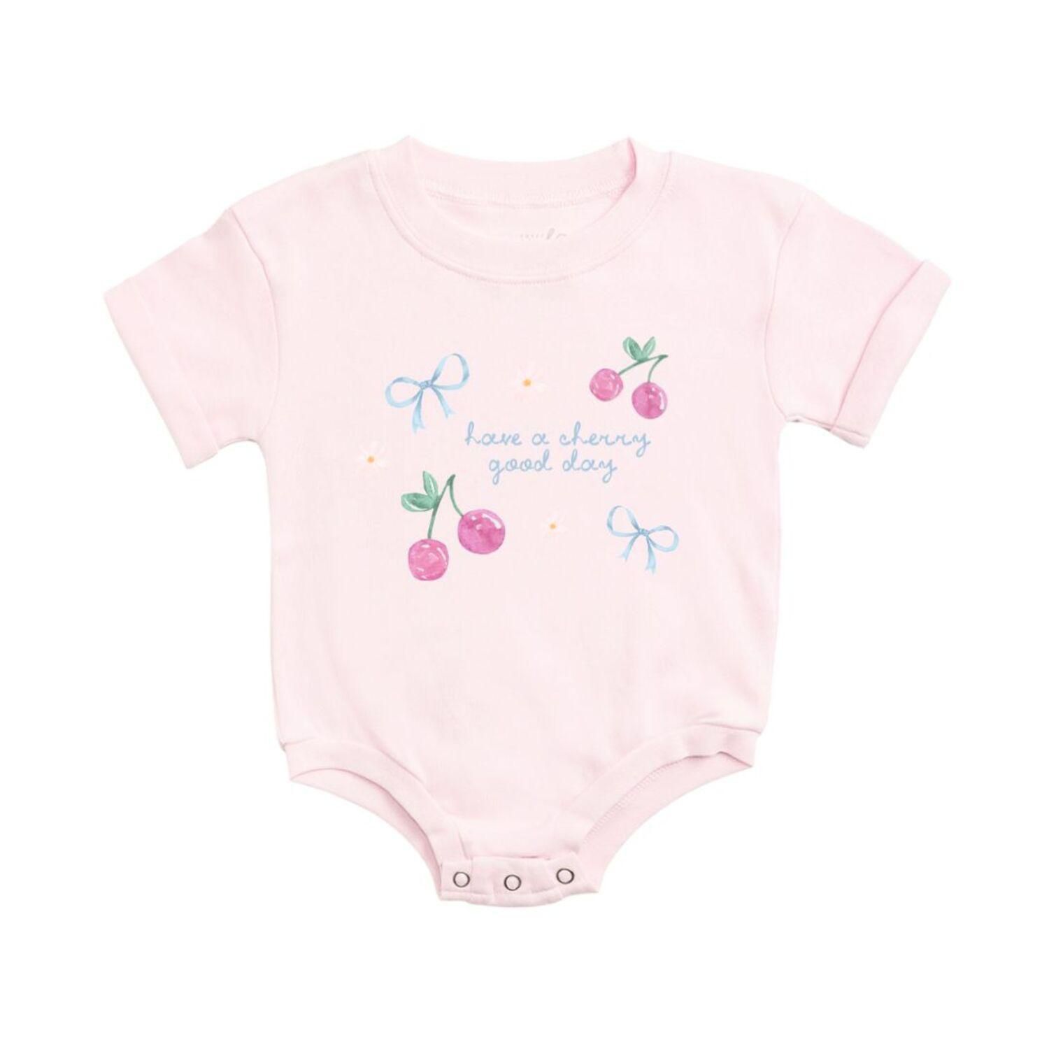 Baby Girls Cherry Good Day Short Sleeve Romper