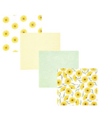 Girl Cotton Poly Flannel Receiving Blankets, Yellow Daisy, One Size