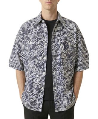 Men's Printed Button Front Short Sleeve Shirt