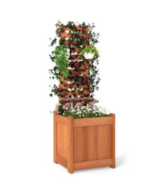 Outdoor Wooden Raised Garden Bed with Trellis