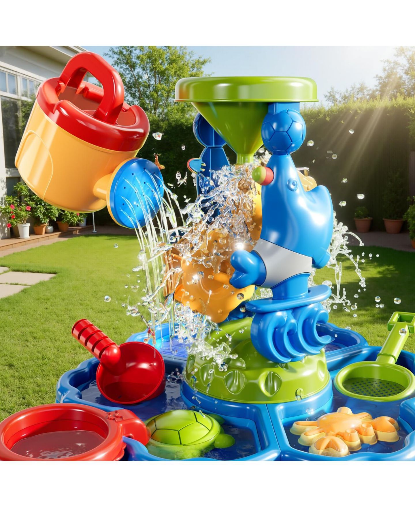 Детская игрушка GNUADZ 2-Tier Water Table with Interactive Waterfall Design, Ages 3-8 — фото 2