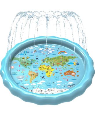 Kids Splash Pad Sprinkler Pool Learning Water Play Mat