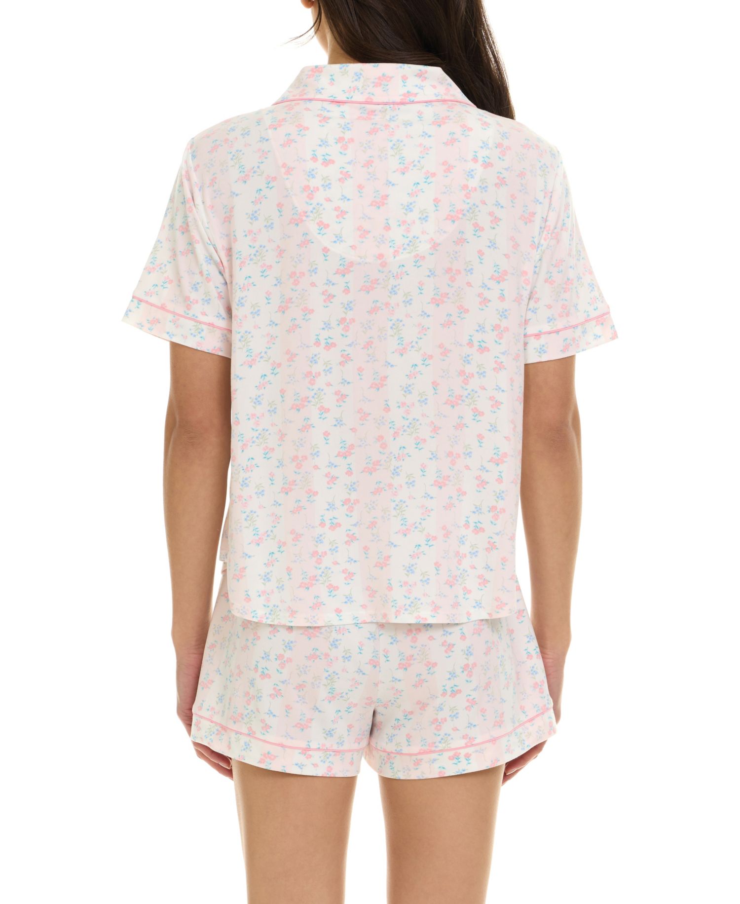 Women's Gabriella Notch Collar Shirt and Pajama Shorts, 2-Piece Set