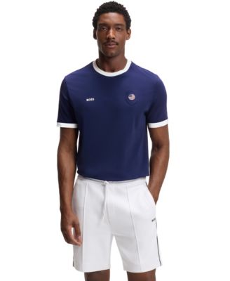 Men's Stretch-Cotton USA Country Flag Logo T-Shirt