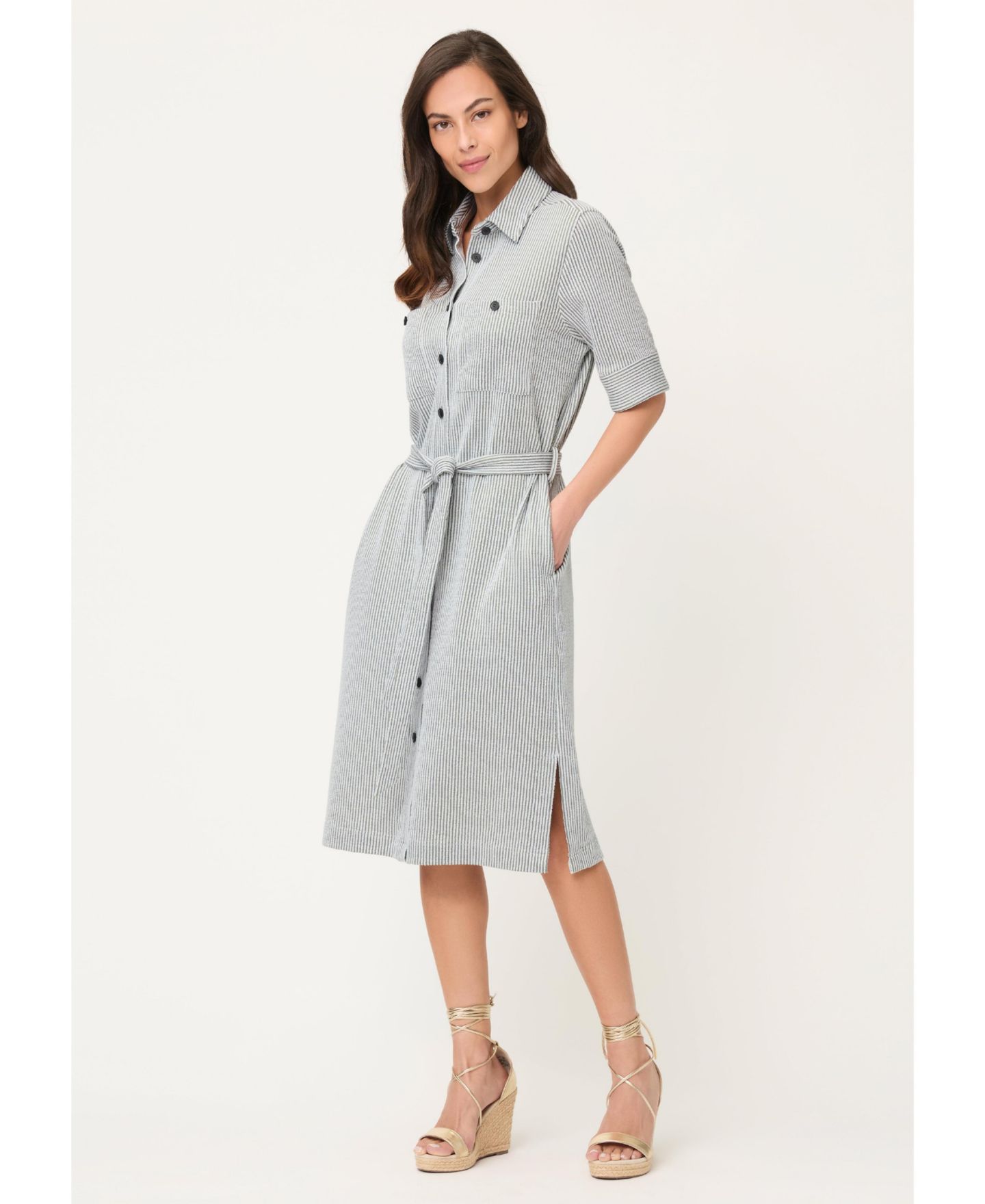 Женское платье Olsen Seersucker Shirt Dress — фото 1