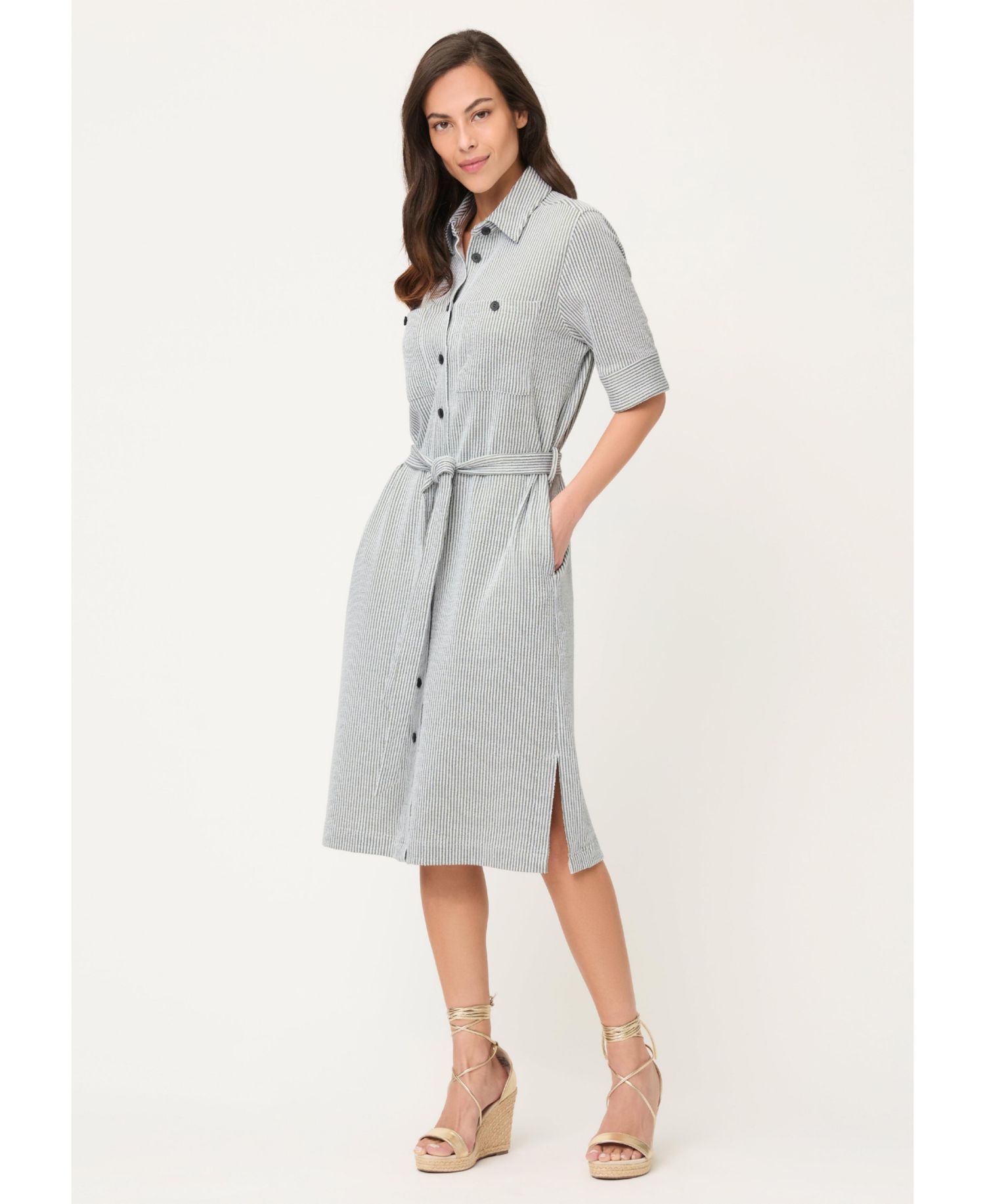 Women's Seersucker Shirt Dress