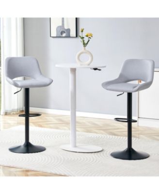 Swivel Bar Stools Set of 2, with Linen Fabric Cushion, Metal Leg Kitchen Island Chairs, Holds Up to 250 lbs, for Restaurant, Dining Room