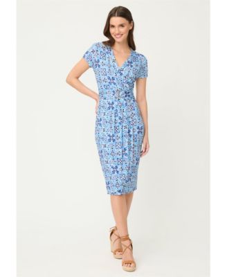 Women's Ornamental Faux Wrap Dress