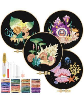 Embroidery Kit Adults Beginner Flowers Bird Hoop Thread