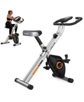 Folding Indoor Cycling Bike, Quiet Compact Workout Bike with Large Seat and LCD Monitor