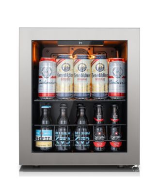Beverage Refrigerator Cooler, 62 Can Mini Freestanding Beverage Fridge 3color LED with Glass Door for Home/Bar