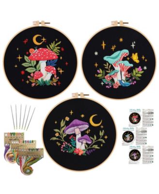 3 Pack Embroidery Kit Adults Beginners Hoop Thread Guide DIY