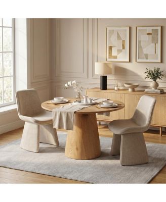 Modern Upholstered Dining Chairs Set of 2, Curved Back, Armless
