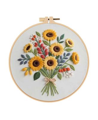 Sunflower Embroidery Kit DIY Cross Stitch Beginner Hoop