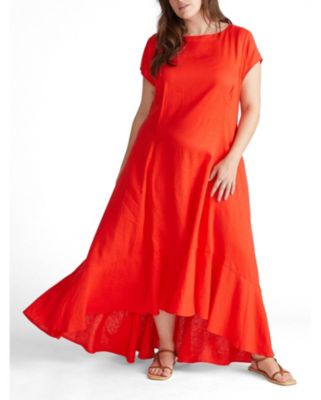Women's Plus Size Sunset Linen Flounce Dress